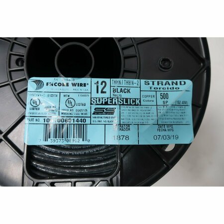 Encore Wire SUPERSLICK BLACK COPPER 12 AWG 500FT 600V-AC WIRE 106100801460